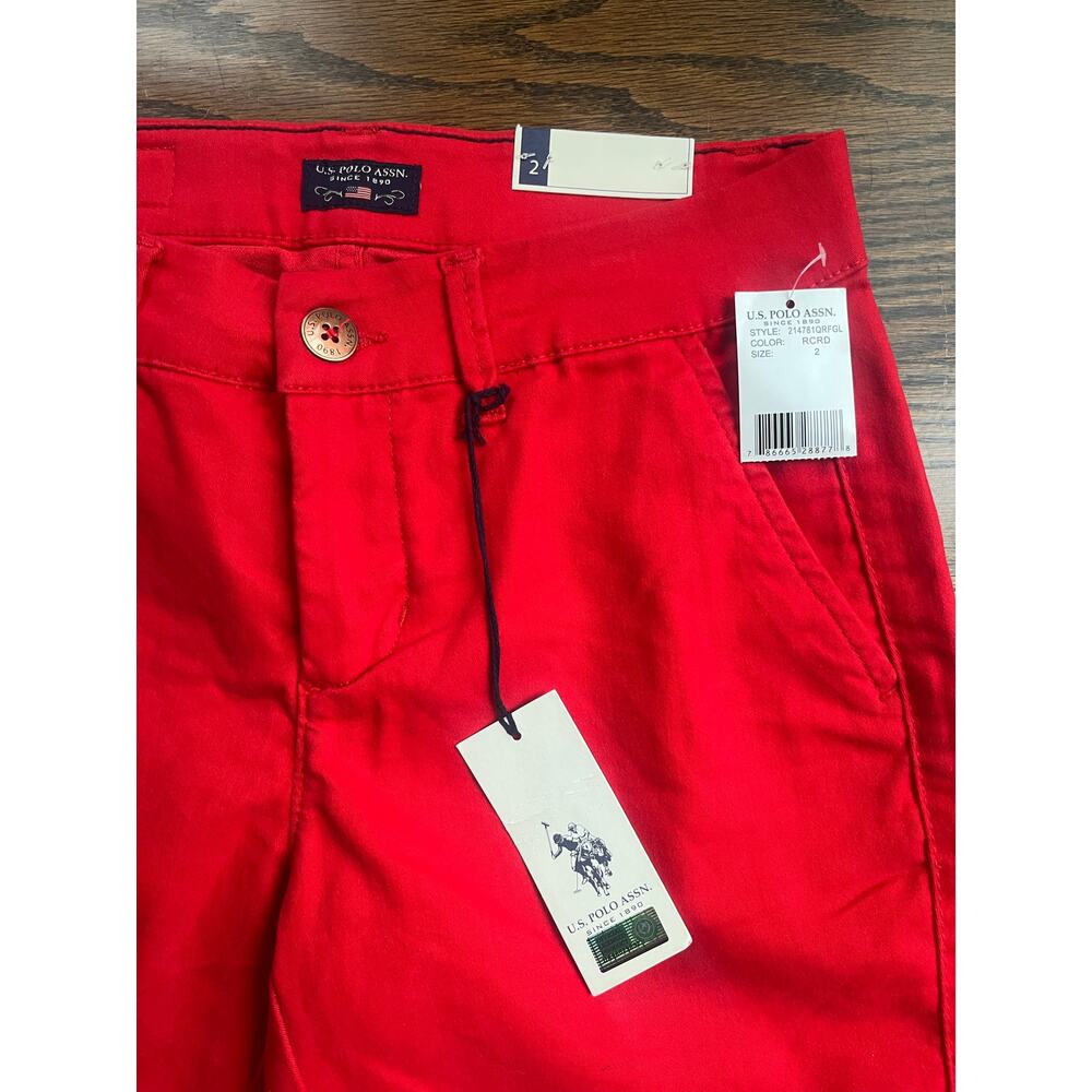 U.S. Polo Assn. classic chino shorts women Sz. 2 red cotton blend NWT - Picture 4 of 6